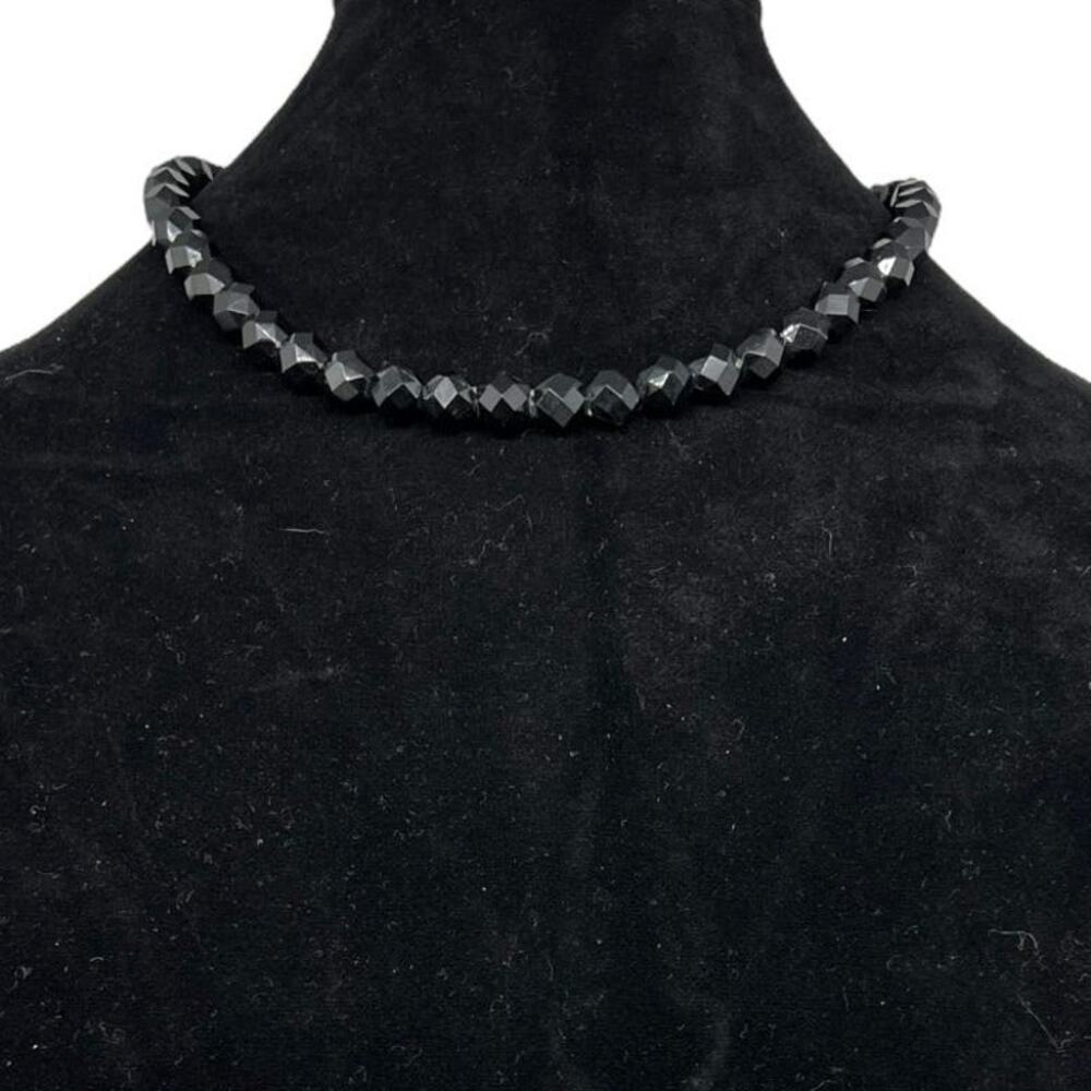 90s Black Plastic Beaded Necklace 18"